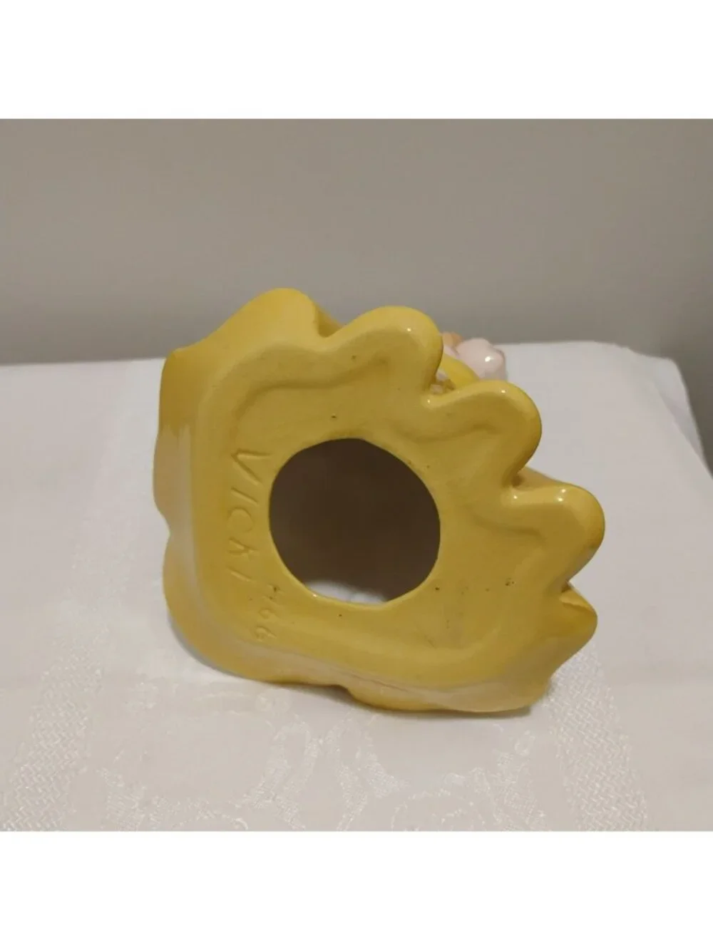 Vtg 1966 Ceramic Girl Figurine Yellow Ballgown Dress Sun Hat Hand Painted MCM